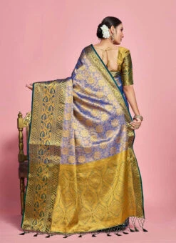 Royal Blue Art Silk Kancheepuram Saree Festive Wear -Mahra Clothing Shop royal blue art silk kancheepuram saree sadsf7261 b