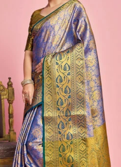 Royal Blue Art Silk Kancheepuram Saree Festive Wear