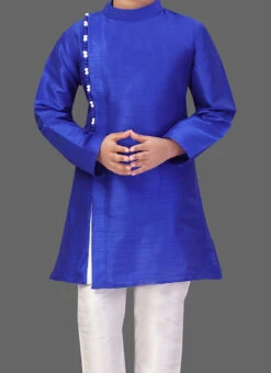 Royal Blue Art Silk Soild Stitched Kurta Pyjama Festive Wear