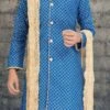 Royal Blue Cotton Kids Boys Indowestern Sherwani Festive Wear