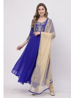 Royal Blue Georgette Embroidered Work Anarkali Suit Work Wear -Mahra Clothing Shop royal blue georgette embroidered work anarkali suit sldmf7479 u