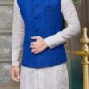 Royal Blue Jute Nehru Jacket