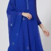 Royal Blue Pure Georgette Thread Work Anarkali Suit Party Wear