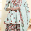 Sea Green Cotton Printed Anarkali Suit Work Wear
