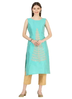 Sea Green Taffeta Silk Embroidery Kurta Straight Pant Set Party Wear -Mahra Clothing Shop sea green taffeta silk embroidery kurta straight pant set krskinf9900508 u