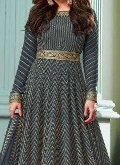 Shamita Shetty Blue Georgette Embroidery Anarkali Suit Party Wear