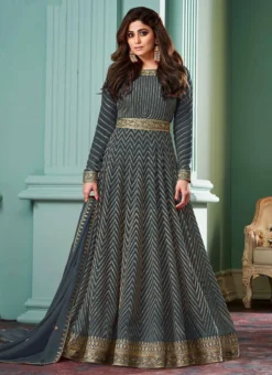 Shamita Shetty Blue Georgette Embroidery Anarkali Suit Party Wear -Mahra Clothing Shop shamita shetty blue georgette embroidery anarkali suit slsaj33389277 u