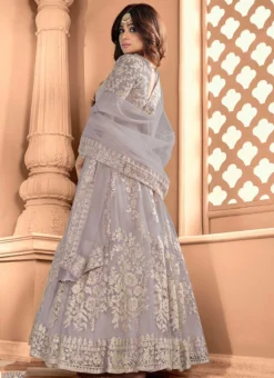 Shamita Shetty Grey Net Sequins Embroidery Anarkali Suit Party Wear -Mahra Clothing Shop shamita shetty grey net sequins embroidery anarkali suit slsak26278356b b