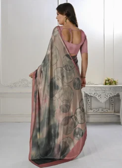 Silk Metallic Peach Color Digital Print Work Saree Festive Wear -Mahra Clothing Shop silk metallic peach color digital print work saree sasjl1413 b