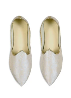 Silver Faux Leather Embroidered Mojri -Mahra Clothing Shop silver faux leather embroidered mojri mfwmrg310 b