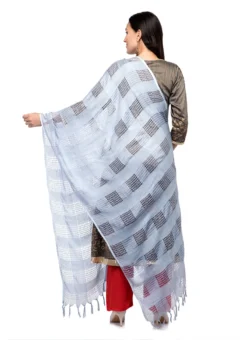 Silver Grey Cotton Weaving Work Dupatta Work Wear -Mahra Clothing Shop silver grey cotton weaving work dupatta dpdmimfd097 b