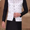 Silver Velvet Jacquard Nehru Jacket