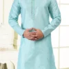 Sky Blue Art Silk Kurta Pyjama Party Wear