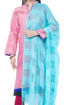 Sky Blue Cotton Weaving Work Dupatta Work Wear