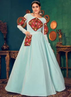 Sky Blue Georgette Thread Embroidery Anarkali Gown Party Wear -Mahra Clothing Shop sky blue georgette thread embroidery anarkali gown bgwrsom4629 u