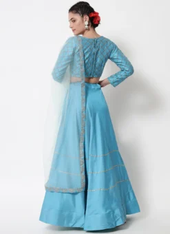 Sky Blue Satin Blend A Line Lehenga Festive Wear -Mahra Clothing Shop sky blue satin blend a line lehenga ghsrk168108 b