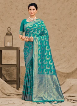 Sky Blue Silk Zari Weaving Work Saree Festive Wear -Mahra Clothing Shop sky blue silk zari weaving work saree sassgrrs3245 u