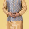 Spruce Blue Jacquard Silk Nehru Jacket