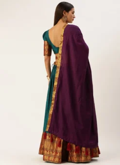Teal Art Silk Zari A Line Lehenga Festive Wear -Mahra Clothing Shop teal art silk zari a line lehenga ghsrk173400 b