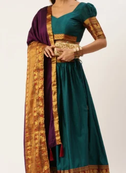 Teal Art Silk Zari A Line Lehenga Festive Wear