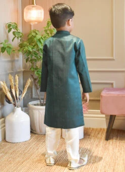 Teal Green Art Silk Embroidered Classic Sherwani Wedding Wear -Mahra Clothing Shop teal green art silk embroidered classic sherwani kdbdfk2524 b