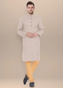 Teen Boys Cream Art Silk N Beige Kurta Pyjama Set Festive Wear -Mahra Clothing Shop teen boys cream art silk n beige kurta pyjama set TBKPBS02310475 u