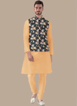 Teen Boys Multicolor Printed N Beige Bandi Set Party Wear -Mahra Clothing Shop teen boys multicolor printed n beige bandi set TBKPBS02310533 b