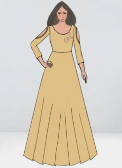 Teen Girls Beige Georgette Embroidered Floor Length Gown Party Wear -Mahra Clothing Shop teen girls beige georgette embroidered floor length gown TGIWBS02011374 b