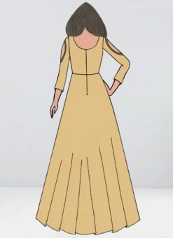 Teen Girls Beige Georgette Embroidered Floor Length Gown Party Wear