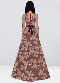 Teen Girls Mauve Embroidered Floor Length Gown Party Wear