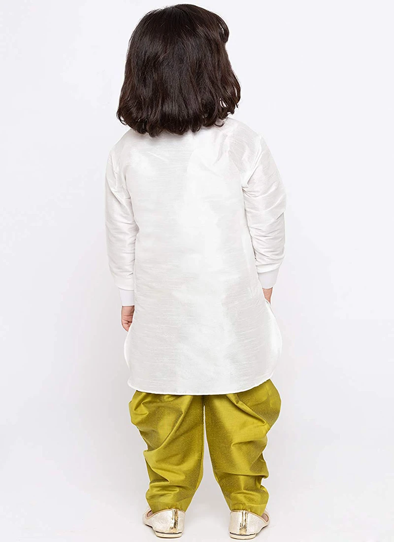 White Art Dupion Silk Kurta Pyjama 3 White Art Dupion Silk Kurta Pyjama - Image 3