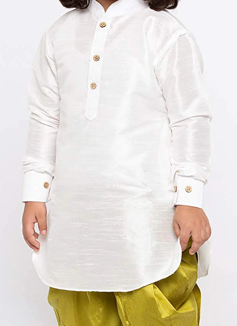 White Art Dupion Silk Kurta Pyjama 1 White Art Dupion Silk Kurta Pyjama