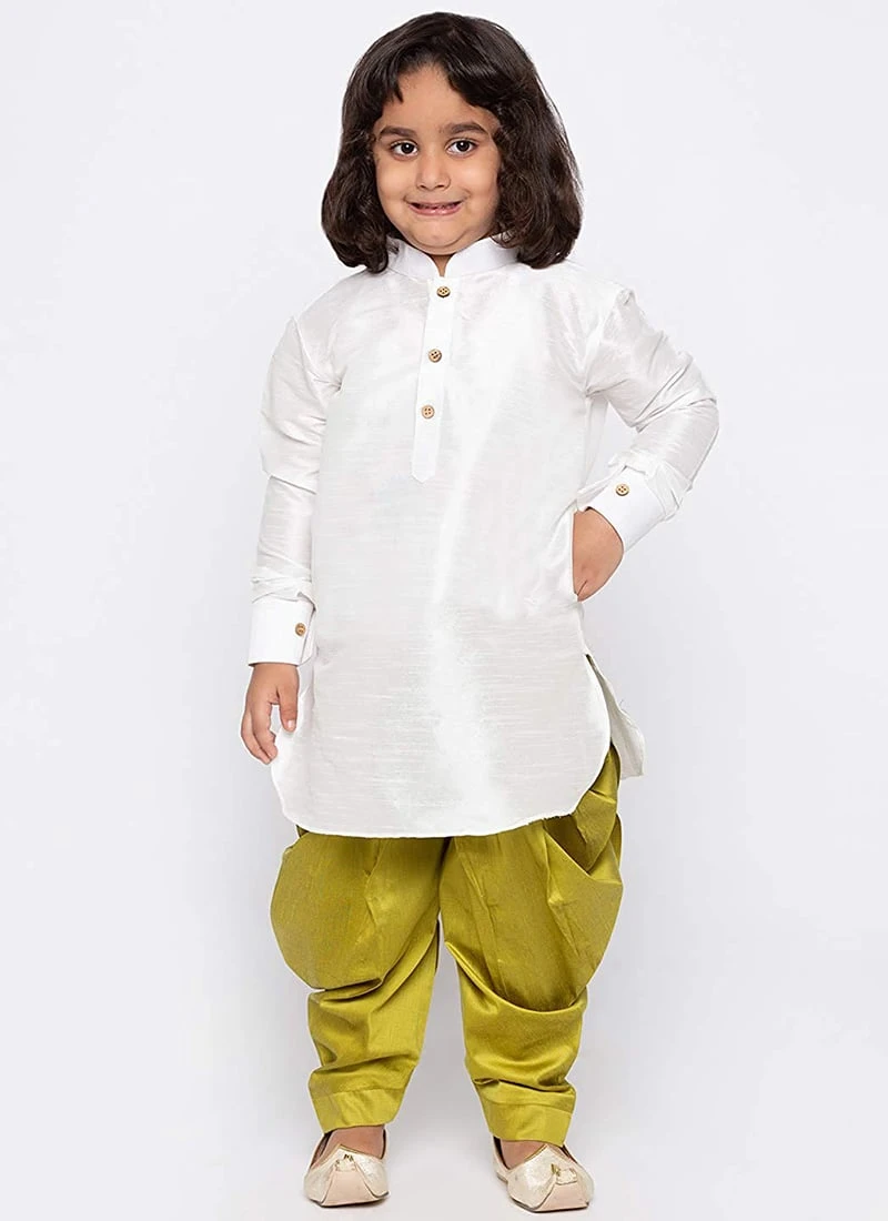 White Art Dupion Silk Kurta Pyjama 2 White Art Dupion Silk Kurta Pyjama - Image 2