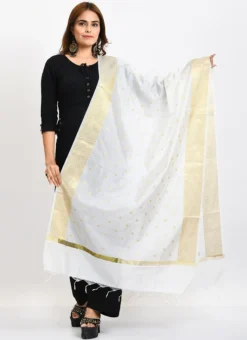 White Banarasi Silk Weaving Work Dupatta Work Wear -Mahra Clothing Shop white banarasi silk weaving work dupatta dpdmimfd174 u