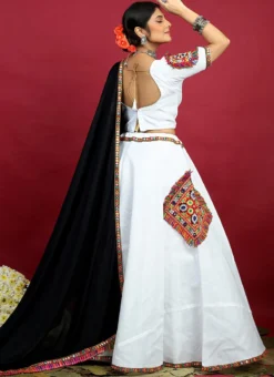 White Blended Kutch N Mirror Work Chaniya Choli Festive Wear -Mahra Clothing Shop white blended kutch n mirror work chaniya choli ghsom2777 b