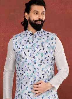 White Cotton Printed Nehru Jacket -Mahra Clothing Shop white cotton printed nehru jacket jmvswc310 b