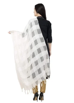 White Cotton Weaving Work Dupatta Work Wear -Mahra Clothing Shop white cotton weaving work dupatta dpdmimfd098 b