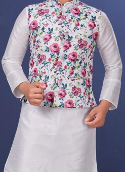 White Dhupion Silk Bandi Set