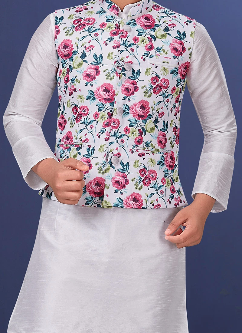 White Dhupion Silk Bandi Set 1 White Dhupion Silk Bandi Set