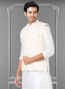 White Diamond Silk Nehru Jacket -Mahra Clothing Shop white diamond silk nehru jacket jmkkvs488 b
