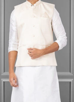 White Diamond Silk Nehru Jacket