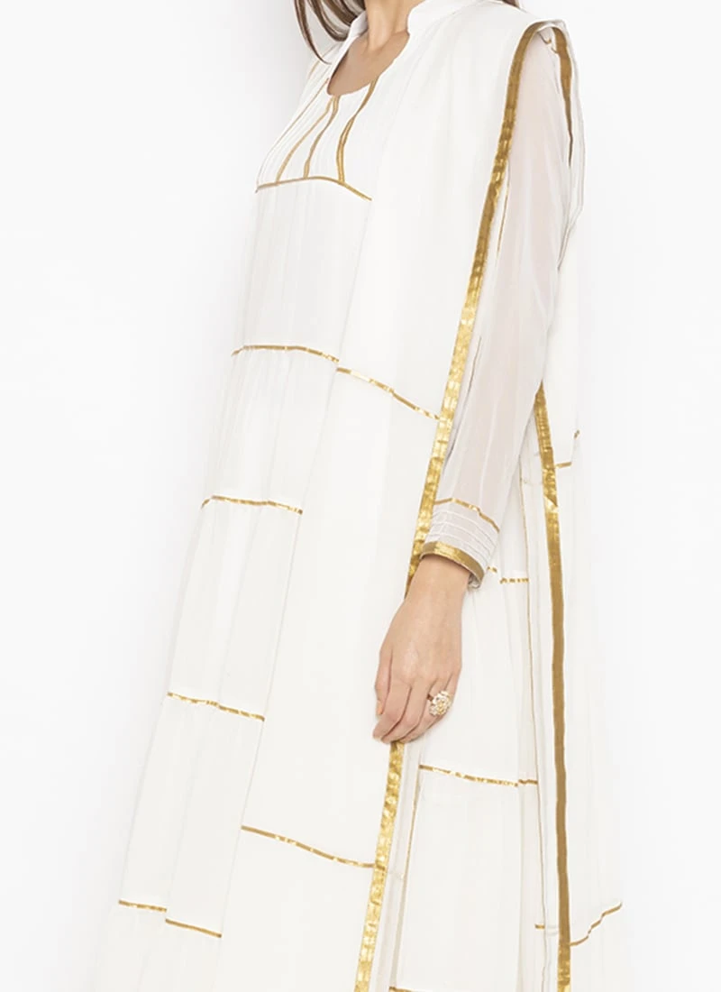 White Georgette Lace Work Anarkali Suit Party Wear 1 White Georgette Lace Work Anarkali Suit Party Wear