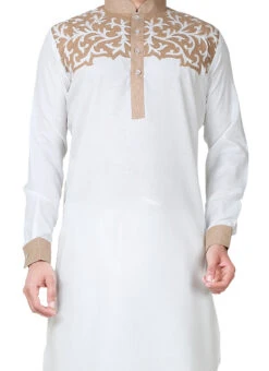 White Linen Cotton Pathani Set