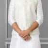 White Linen Silk Nehru Jacket