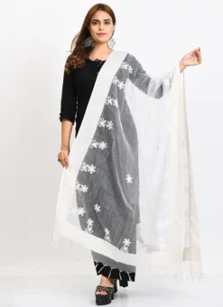 White Organza Cotton Chikankari Embroidery Dupatta Work Wear -Mahra Clothing Shop white organza cotton chikankari embroidery dupatta dpdmimfd120 u