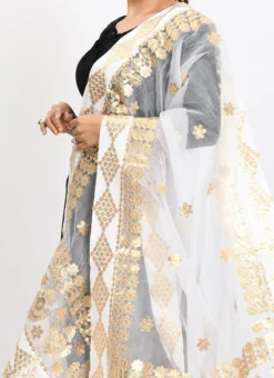 White Organza Cotton Gota Work Dupatta Work Wear