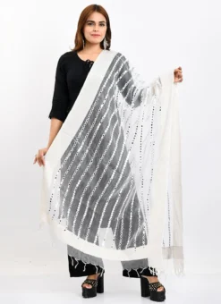 White Organza Cotton Mirror Embroidery Dupatta Work Wear -Mahra Clothing Shop white organza cotton mirror embroidery dupatta dpdmimfd134 u