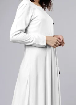 White Rayon Kurta Straight Pant Set Work Wear