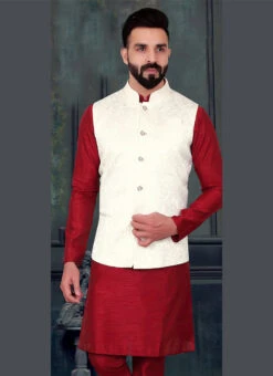 White Silk Nehru Jacket 5 White Silk Nehru Jacket -Mahra Clothing Shop white silk nehru jacket jmkmdc7120 b