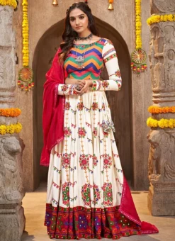 White Viscose Rayon Kutch And Mirror Work Chaniya Choli Festive Wear -Mahra Clothing Shop white viscose rayon kutch and mirror work chaniya choli ghsom2334 u